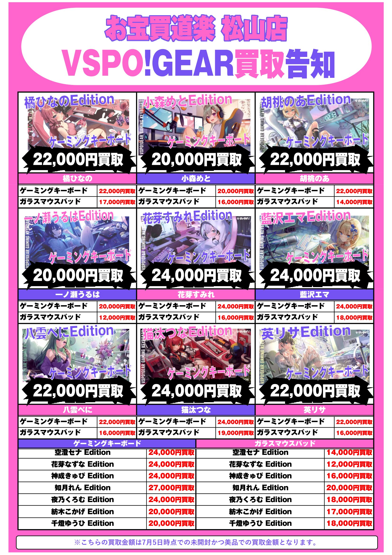 VSPO GEARを買取強化！今すぐ買取金額をチェック！